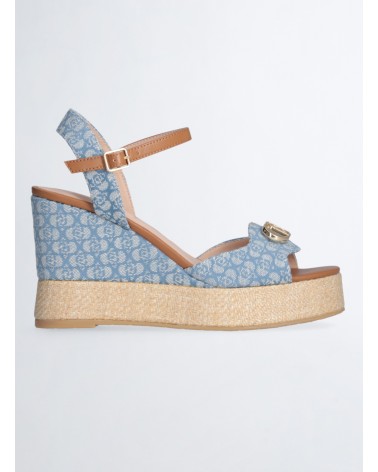 Sandales compensées en denim monogrammé LIU JO Karen 11 avec détail raphia LIU JO - 8