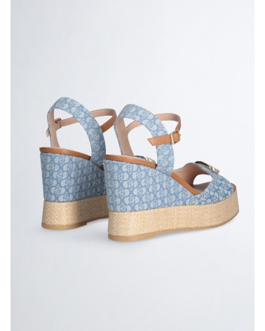 Sandales compensées en denim monogrammé LIU JO Karen 11 avec détail raphia LIU JO - 10