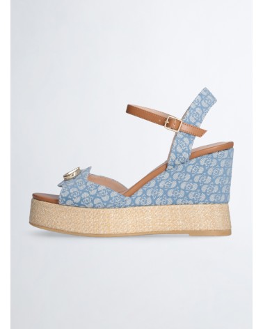 Sandales compensées en denim monogrammé LIU JO Karen 11 avec détail raphia LIU JO - 12
