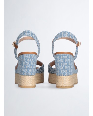 Sandales compensées en denim monogrammé LIU JO Karen 11 avec détail raphia LIU JO - 13