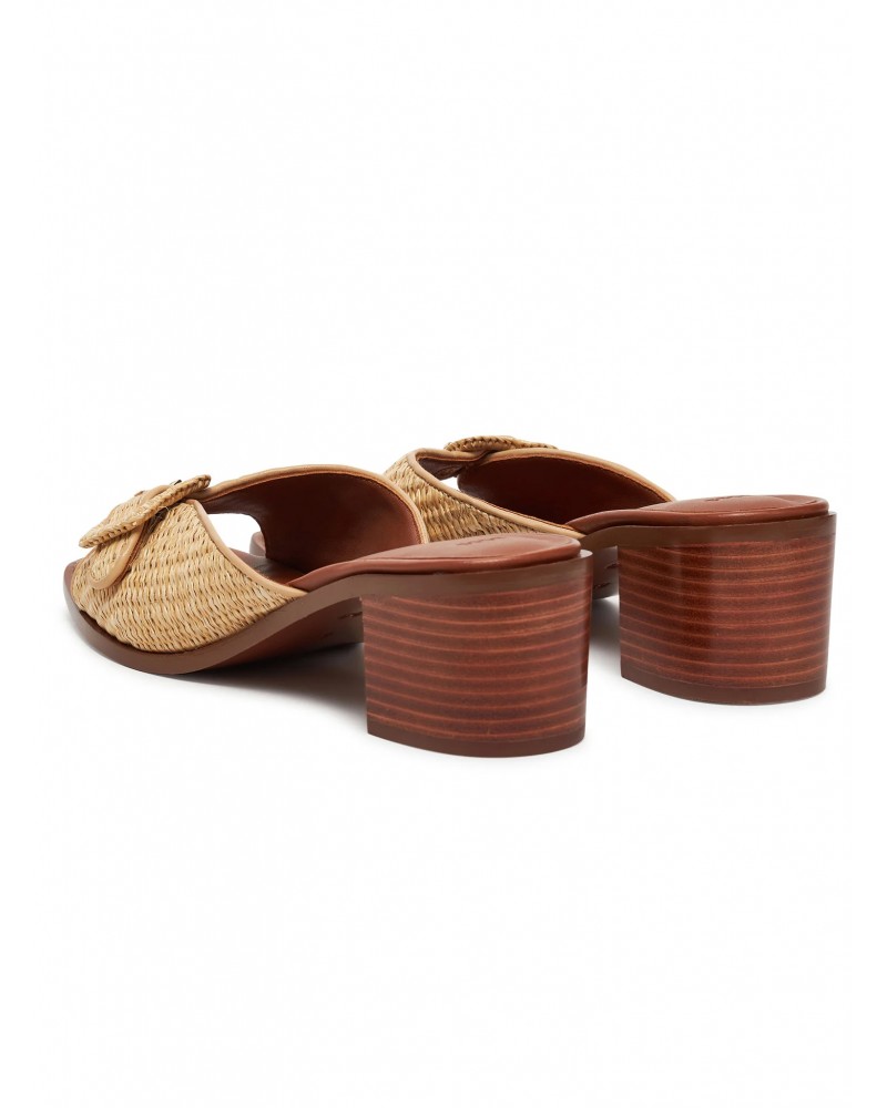 Mules à talon BOSS Charlize_Mule en raphia avec finitions cuir BOSS - 3