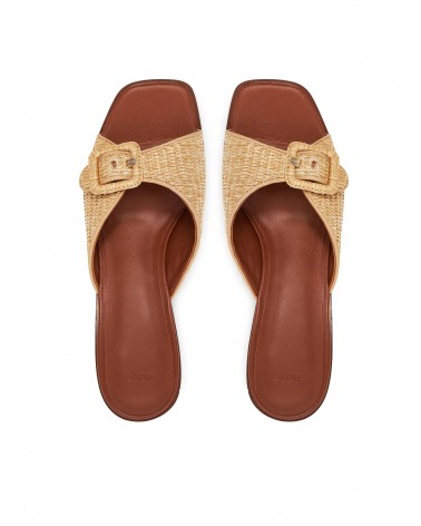 Mules à talon BOSS Charlize_Mule en raphia avec finitions cuir BOSS - 4