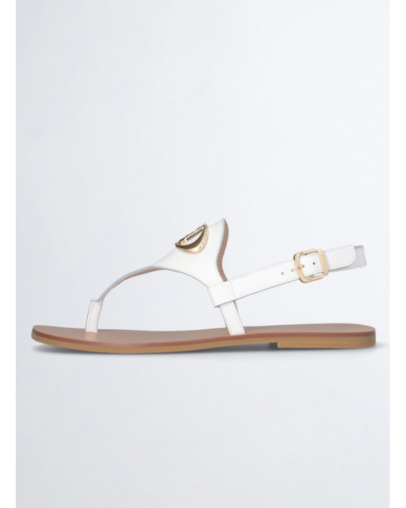Sandales à entredoigt LIU JO Saba 12 en cuir avec monogramme métal LIU JO - 12