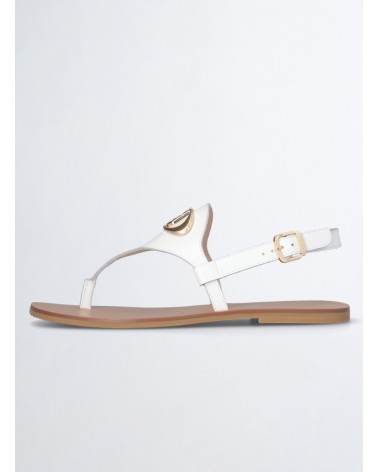 Sandales à entredoigt LIU JO Saba 12 en cuir avec monogramme métal LIU JO - 12