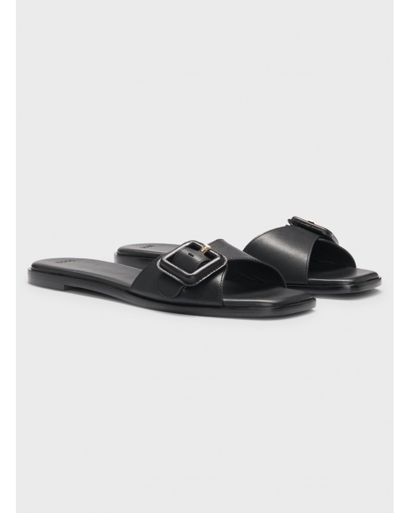 Mules plat en cuir BOSS Charlize_Slid avec boucle logotée BOSS - 1