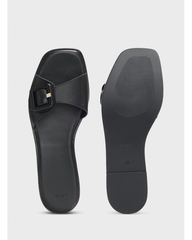 Mules plat en cuir BOSS Charlize_Slid avec boucle logotée BOSS - 5