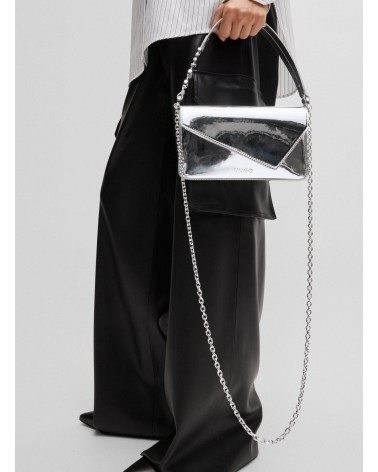 Pochette avec poignée logotée HUGO Mel Clutch argentée brillante HUGO - 5