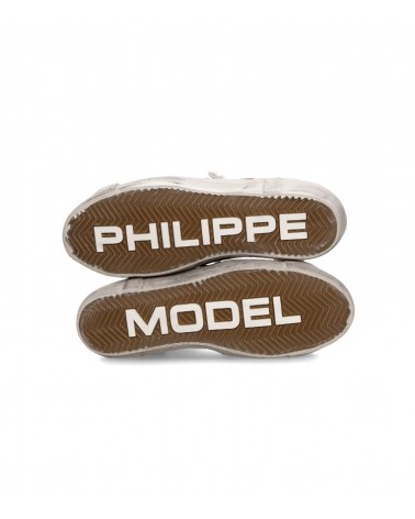 Basket Philippe Model Prsx Homme, Blanc et Bleu Ciel Philippe Model - 5