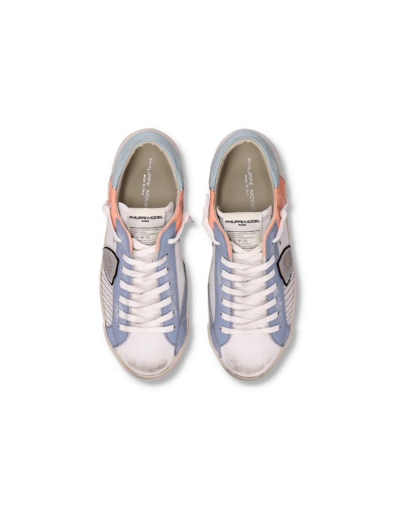 Basket Philippe Model Prsx Homme, Blanc et Bleu Ciel Philippe Model - 3
