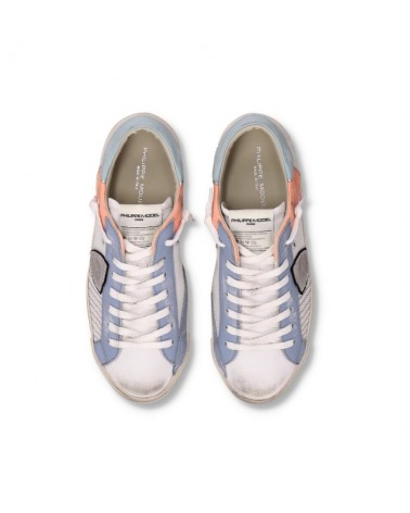 Basket Philippe Model Prsx Homme, Blanc et Bleu Ciel Philippe Model - 3