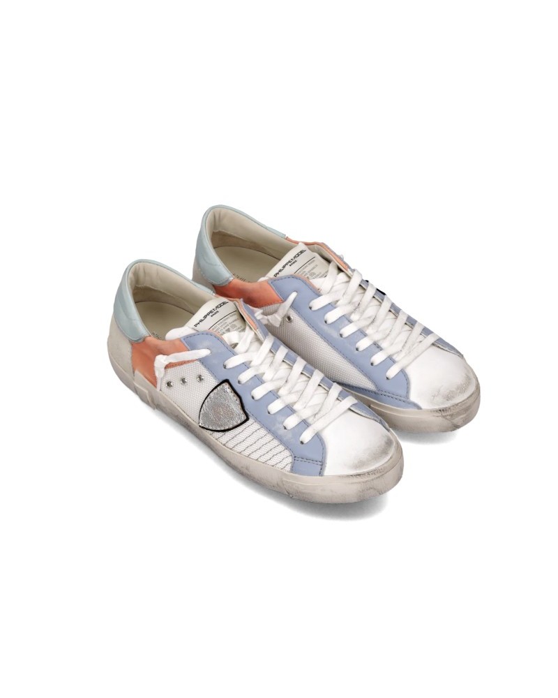 Basket Philippe Model Prsx Homme, Blanc et Bleu Ciel Philippe Model - 4
