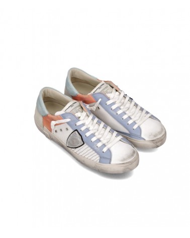 Basket Philippe Model Prsx Homme, Blanc et Bleu Ciel Philippe Model - 4