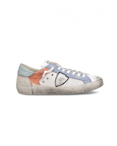 Basket Philippe Model Prsx Homme, Blanc et Bleu Ciel Philippe Model - 1