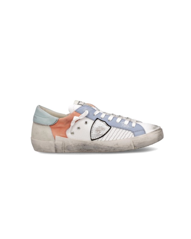 Basket Philippe Model Prsx Homme, Blanc et Bleu Ciel Philippe Model - 1