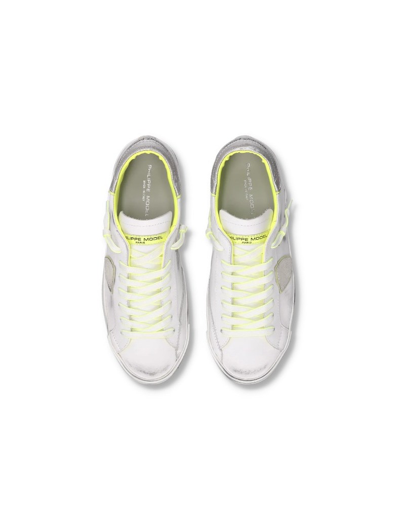 Basket Philippe Model Prsx Homme, Blanc et Jaune Philippe Model - 4