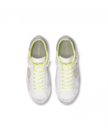 Basket Philippe Model Prsx Homme, Blanc et Jaune Philippe Model - 4