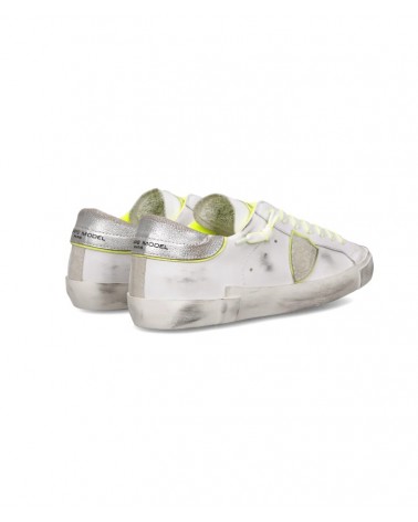 Basket Philippe Model Prsx Homme, Blanc et Jaune Philippe Model - 2