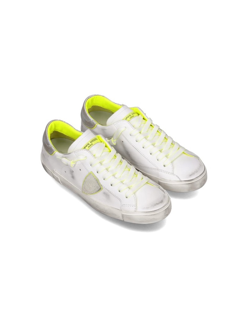 Basket Philippe Model Prsx Homme, Blanc et Jaune Philippe Model - 3