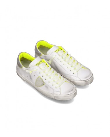 Basket Philippe Model Prsx Homme, Blanc et Jaune Philippe Model - 3