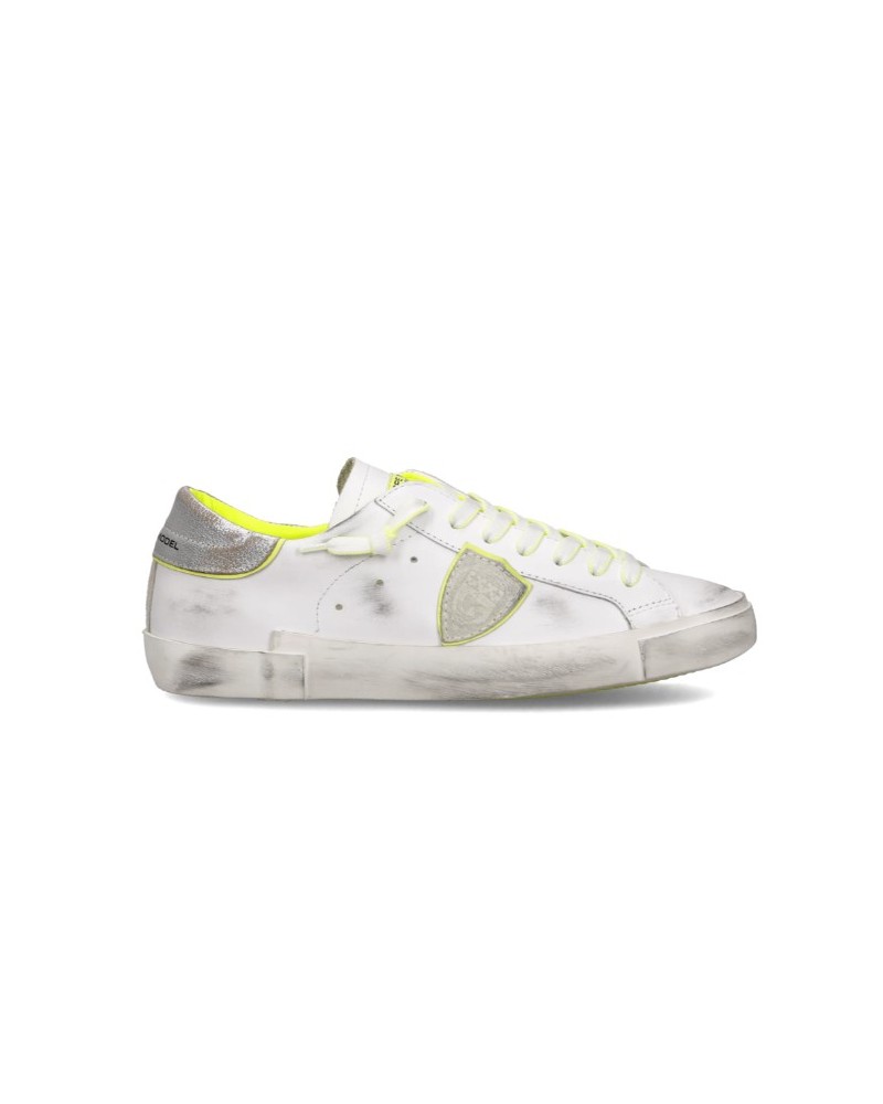 Basket Philippe Model Prsx Homme, Blanc et Jaune Philippe Model - 1