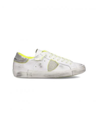 Basket Philippe Model Prsx Homme, Blanc et Jaune Philippe Model - 1