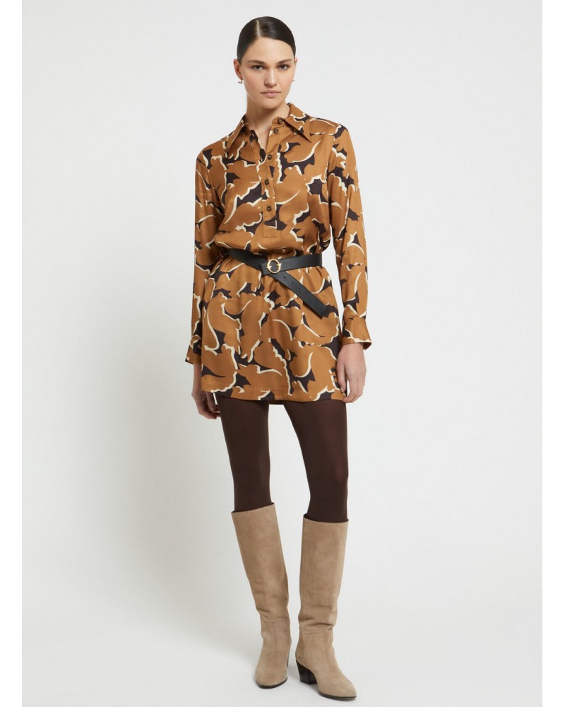 Robe courte OTTOD’AME en viscose imprimée col polo Ottod'Ame - 1