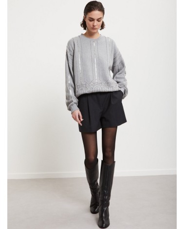 Short en mélange de laine chinée OTTOD’AME avec pinces Ottod'Ame - 2