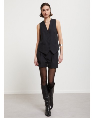 Gilet en mélange de laine chinée OTTOD’AME avec dos en viscose Ottod'Ame - 1