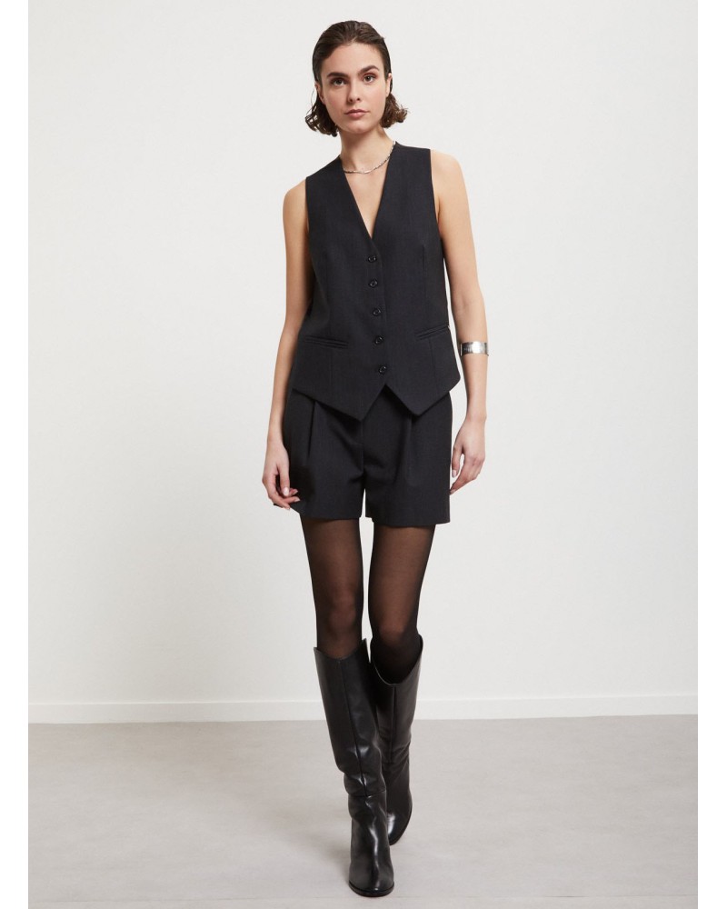 Gilet en mélange de laine chinée OTTOD’AME avec dos en viscose Ottod'Ame - 1