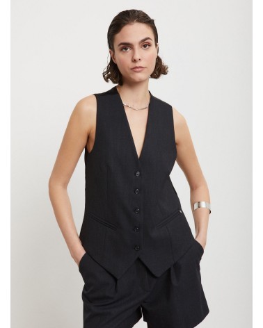 Gilet en mélange de laine chinée OTTOD’AME avec dos en viscose Ottod'Ame - 2
