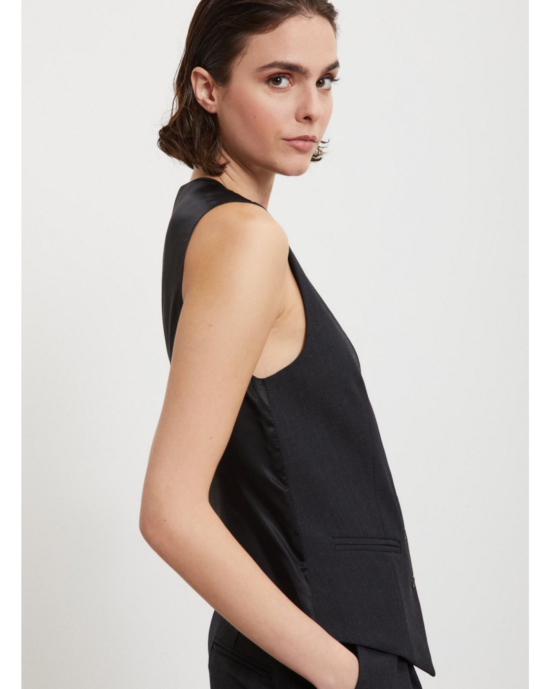 Gilet en mélange de laine chinée OTTOD’AME avec dos en viscose Ottod'Ame - 4