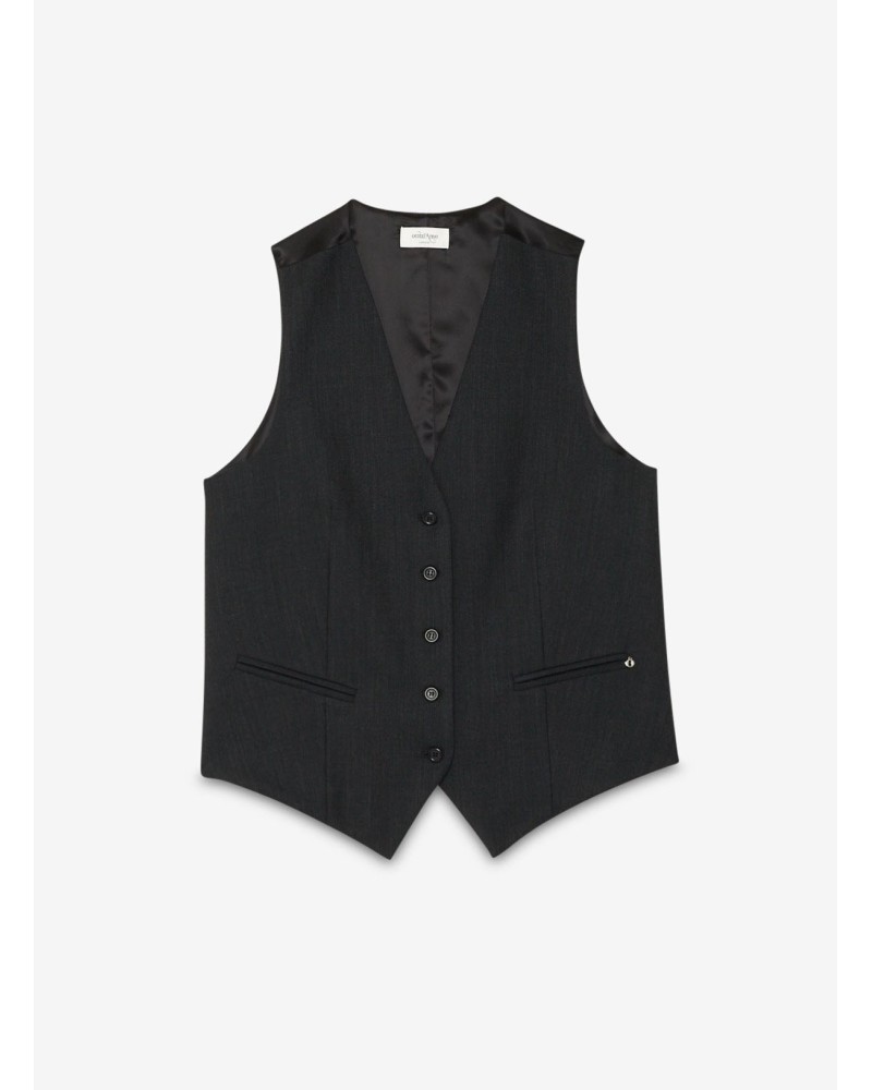 Gilet en mélange de laine chinée OTTOD’AME avec dos en viscose Ottod'Ame - 5