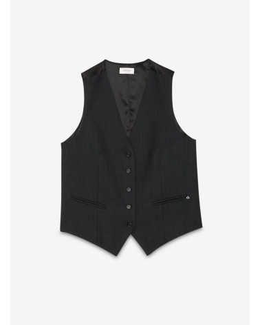 Gilet en mélange de laine chinée OTTOD’AME avec dos en viscose Ottod'Ame - 5