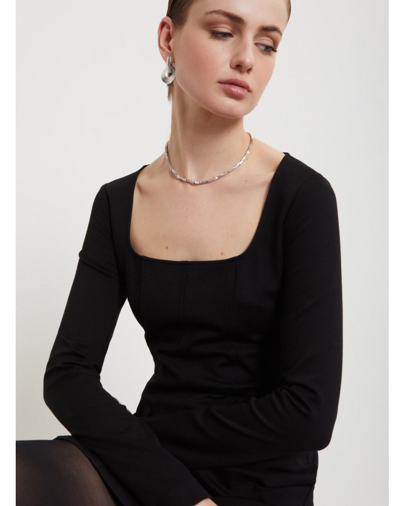Robe courte en viscose stretch OTTOD’AME à encolure carrée et effet bustier Ottod'Ame - 5