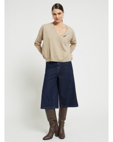 Pull en viscose OTTOD’AME col V brodé Ottod'Ame - 1