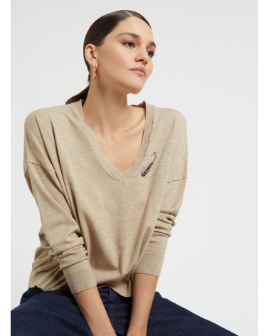 Pull en viscose OTTOD’AME col V brodé Ottod'Ame - 2