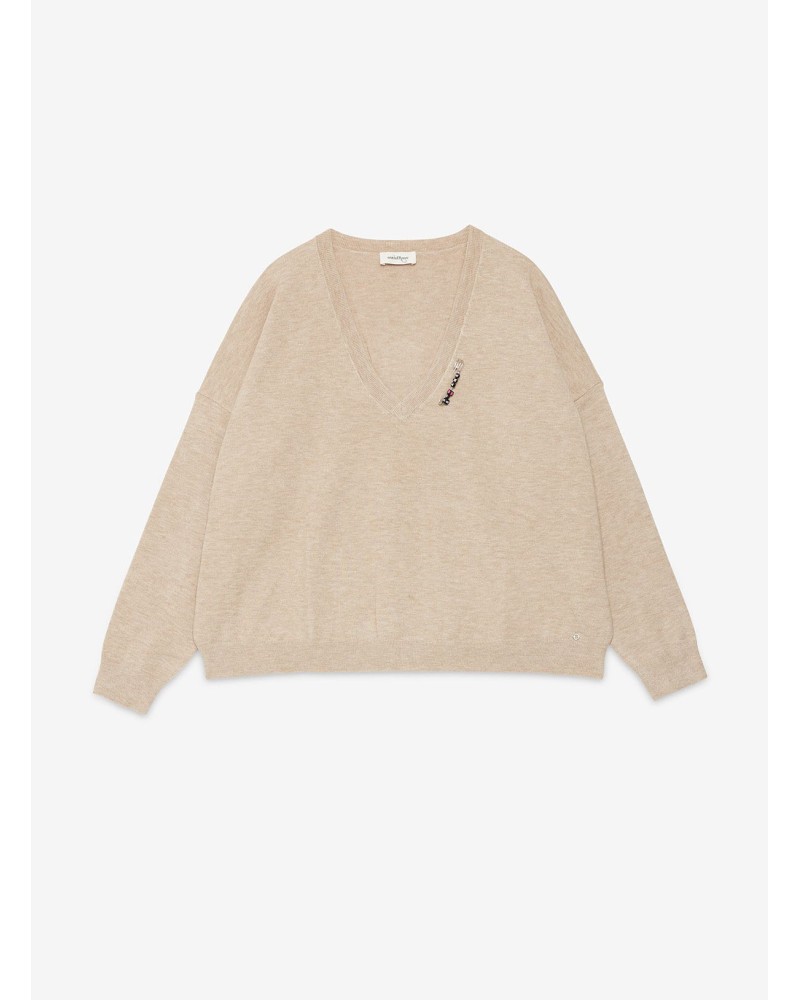 Pull en viscose OTTOD’AME col V brodé Ottod'Ame - 5