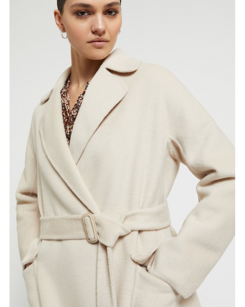 Manteau long croisé OTTOD’AME en laine mélangée avec ceinture Ottod'Ame - 4
