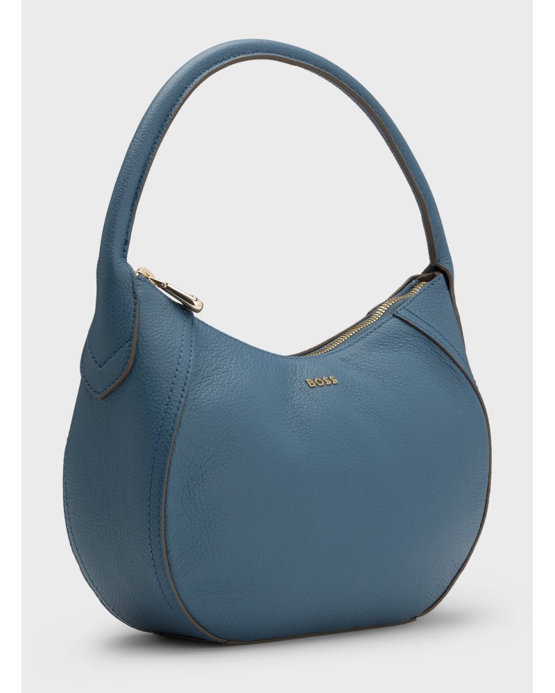 Sac BOSS Lenah SM Hobo en cuir avec détail logo BOSS - 1