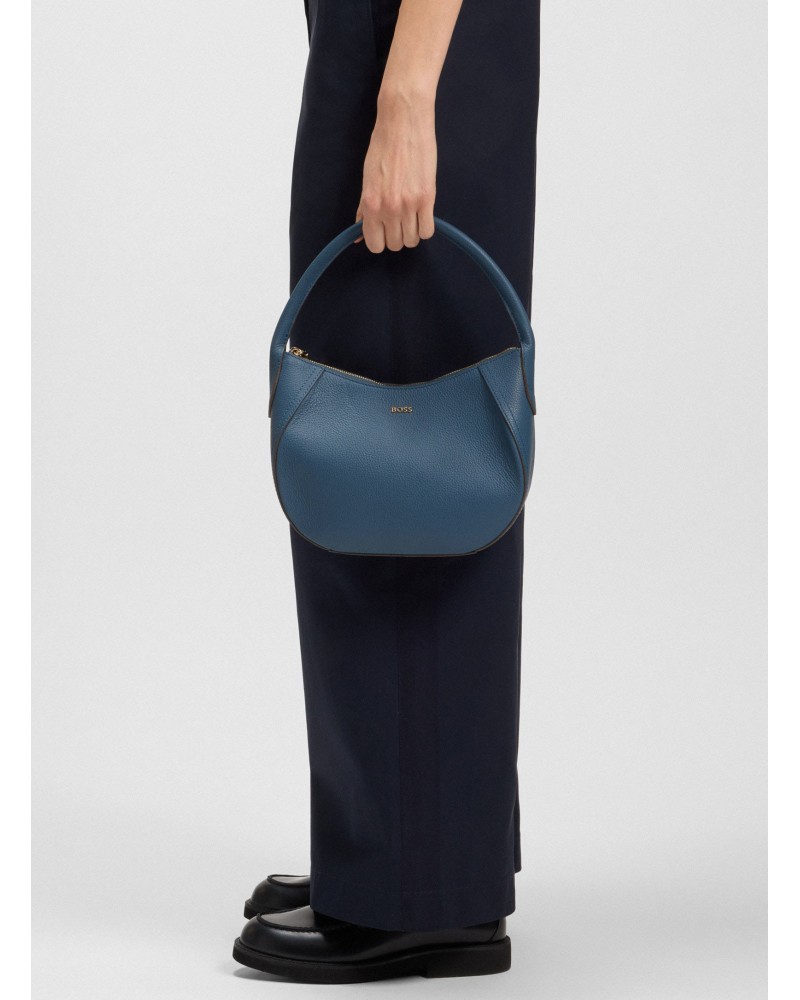 Sac BOSS Lenah SM Hobo en cuir avec détail logo BOSS - 7