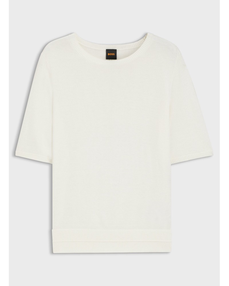 Pull en maille BOSS C_Fiaffusa à manches courtes et surpiqûres ajourées BOSS - 1