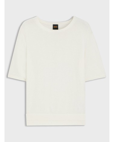 Pull en maille BOSS C_Fiaffusa à manches courtes et surpiqûres ajourées BOSS - 1