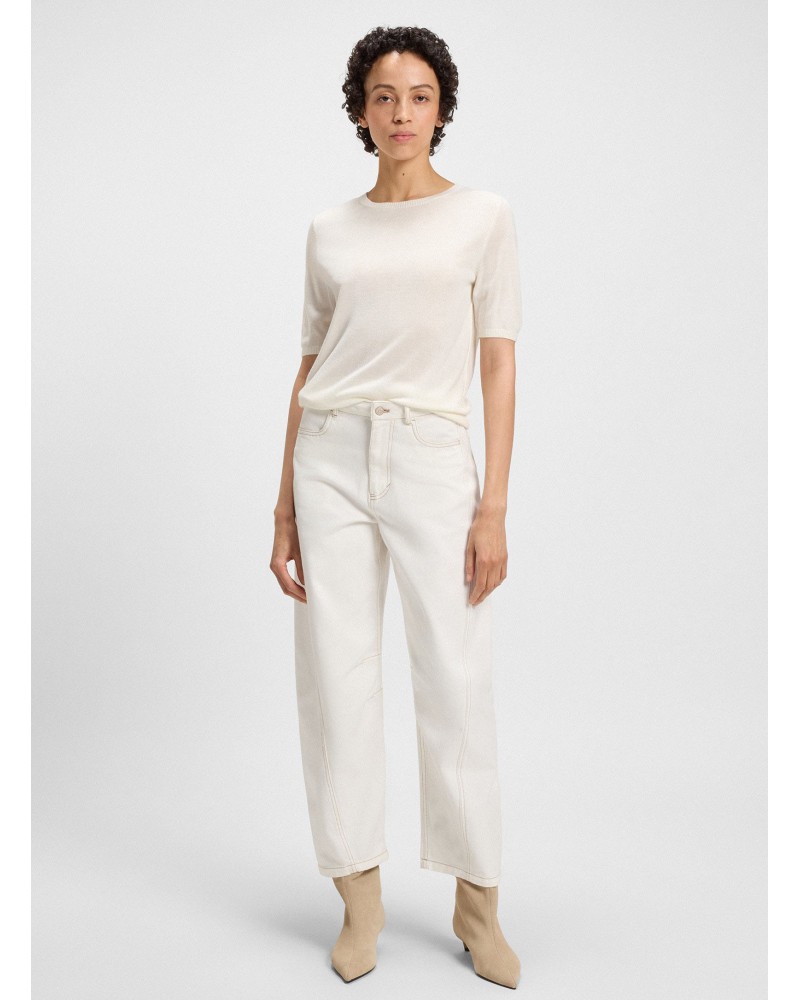 Pull en maille BOSS C_Fiaffusa à manches courtes et surpiqûres ajourées BOSS - 2