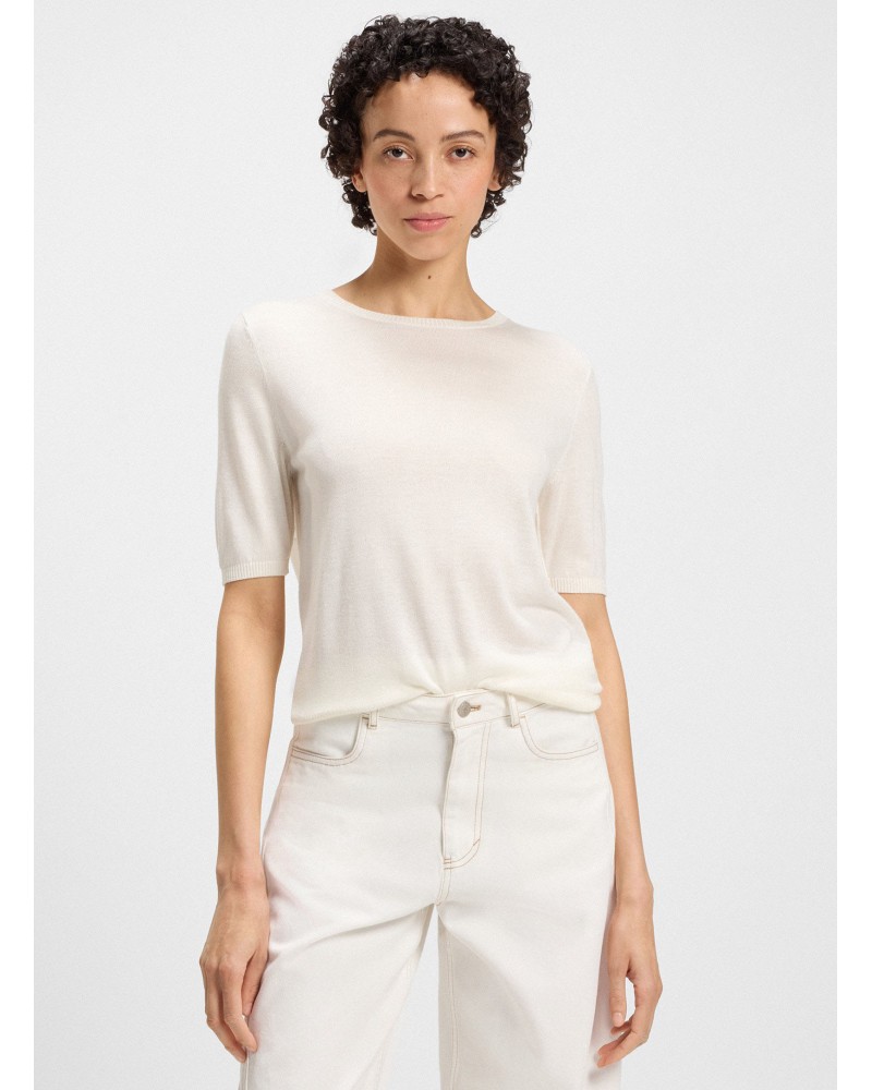 Pull en maille BOSS C_Fiaffusa à manches courtes et surpiqûres ajourées BOSS - 4