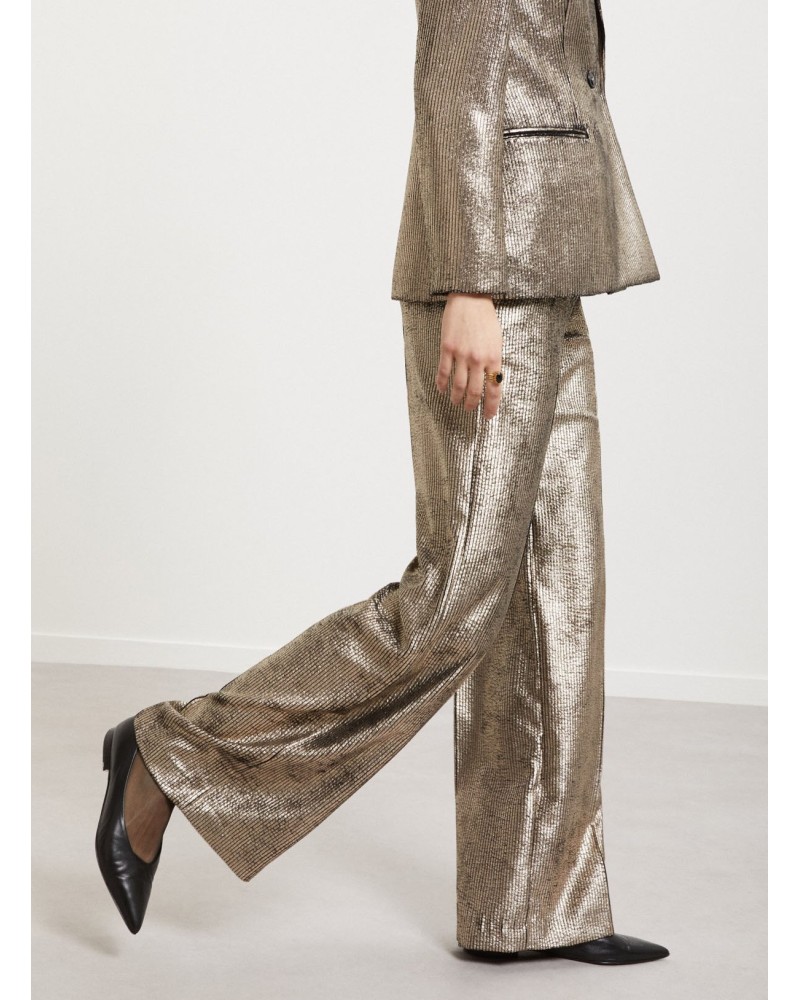 Pantalon palazzo OTTOD’AME en velours côtelé à effet métallisé Ottod'Ame - 2