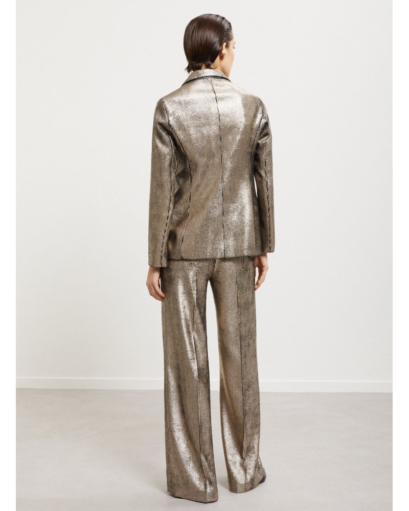 Pantalon palazzo OTTOD’AME en velours côtelé à effet métallisé Ottod'Ame - 3