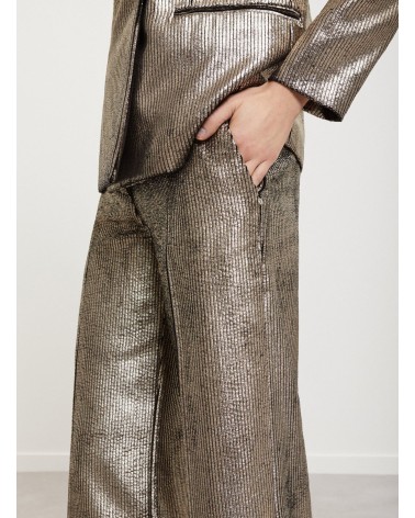Pantalon palazzo OTTOD’AME en velours côtelé à effet métallisé Ottod'Ame - 4