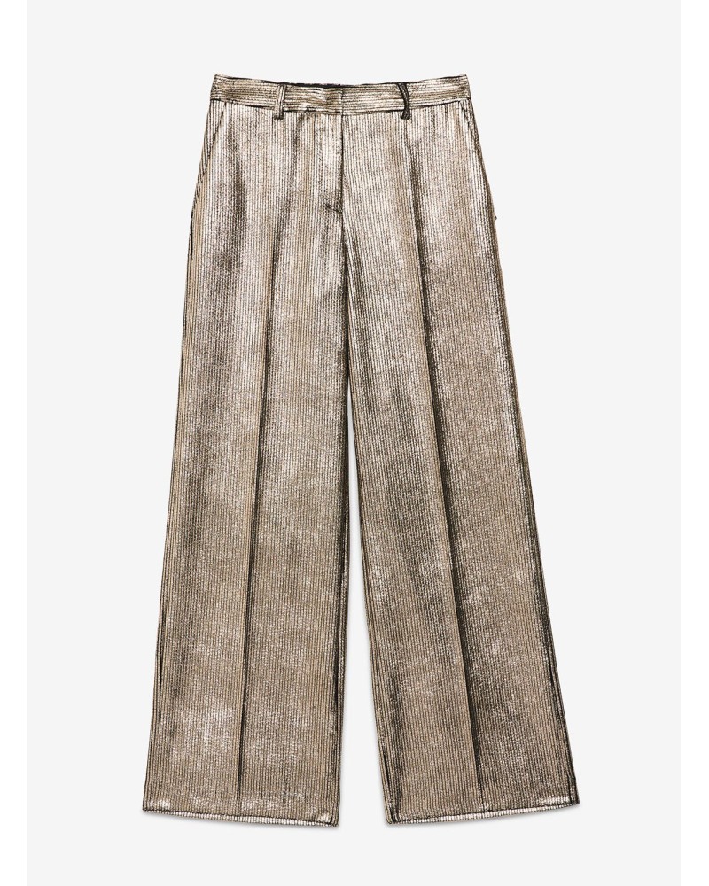 Pantalon palazzo OTTOD’AME en velours côtelé à effet métallisé Ottod'Ame - 5