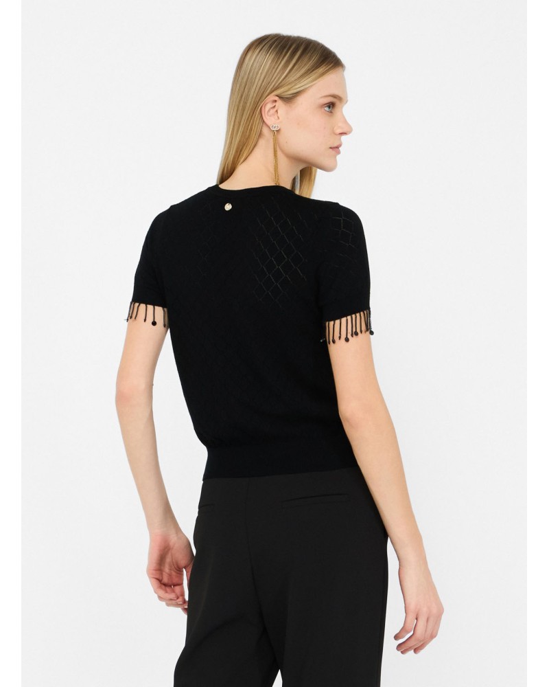 T-shirt Liu Jo Better ajouré avec franges perles LIU JO - 5