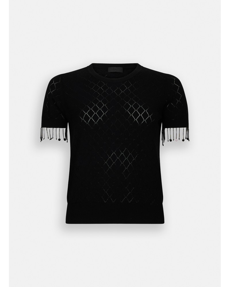T-shirt Liu Jo Better ajouré avec franges perles LIU JO - 7